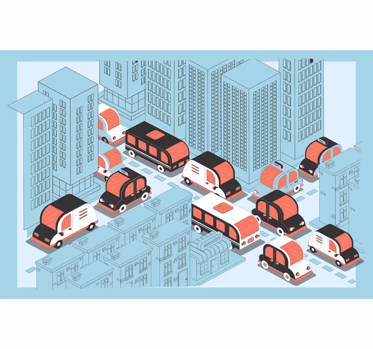 Blind children mint blue bustling city - TenStickers