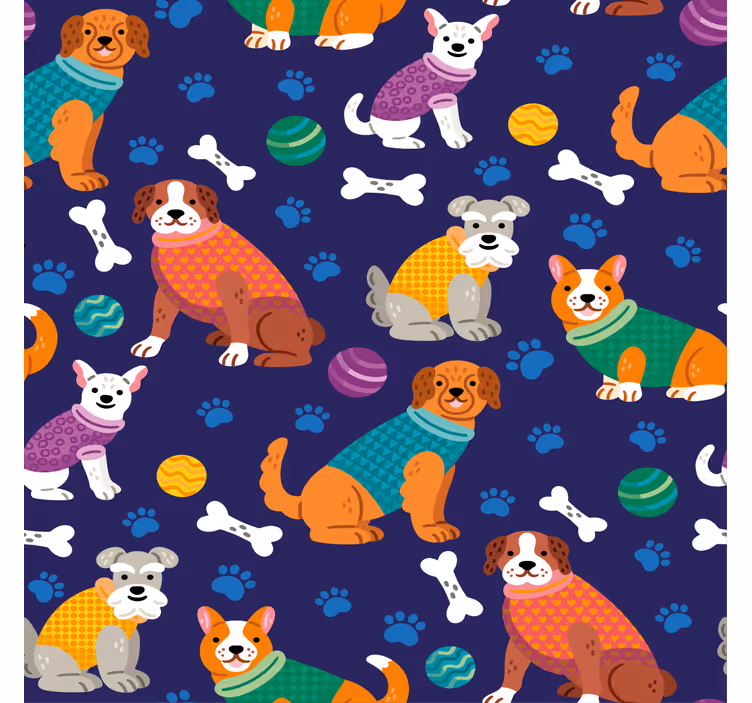 Blind children vibrant dog pattern design - TenStickers