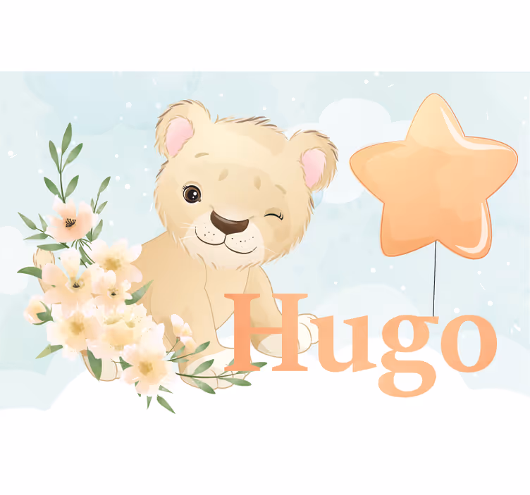 Blind children cute lion for boy with name - TenStickers