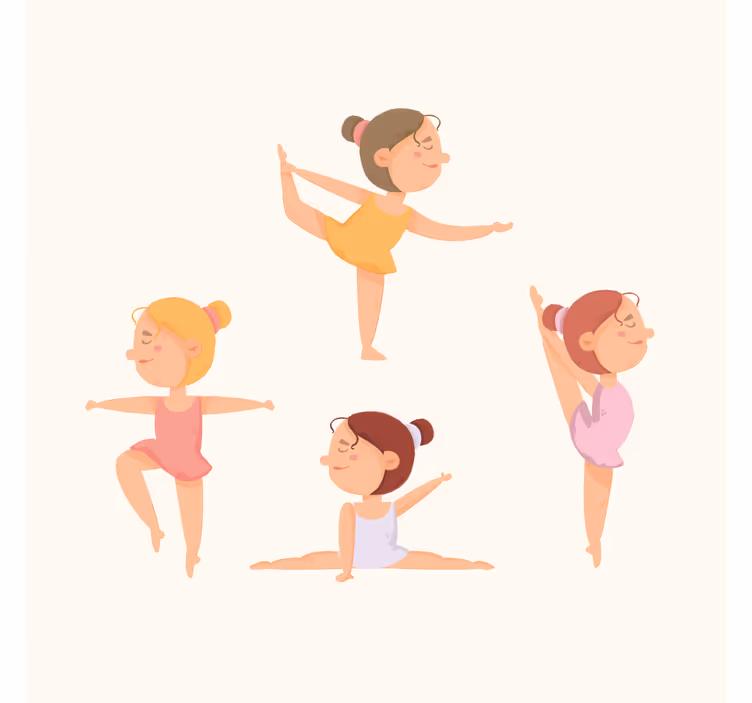 Blind children set of ballerinas stretching - TenStickers