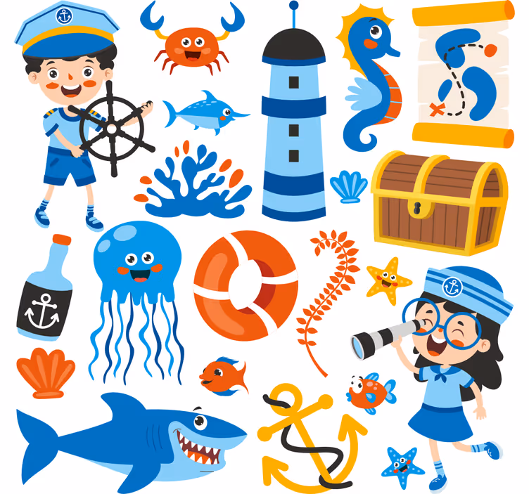 Blind children pirate and sea life adventure - TenStickers