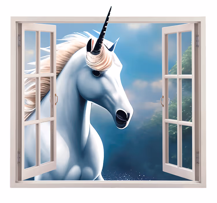 Blind children unicorn window - TenStickers