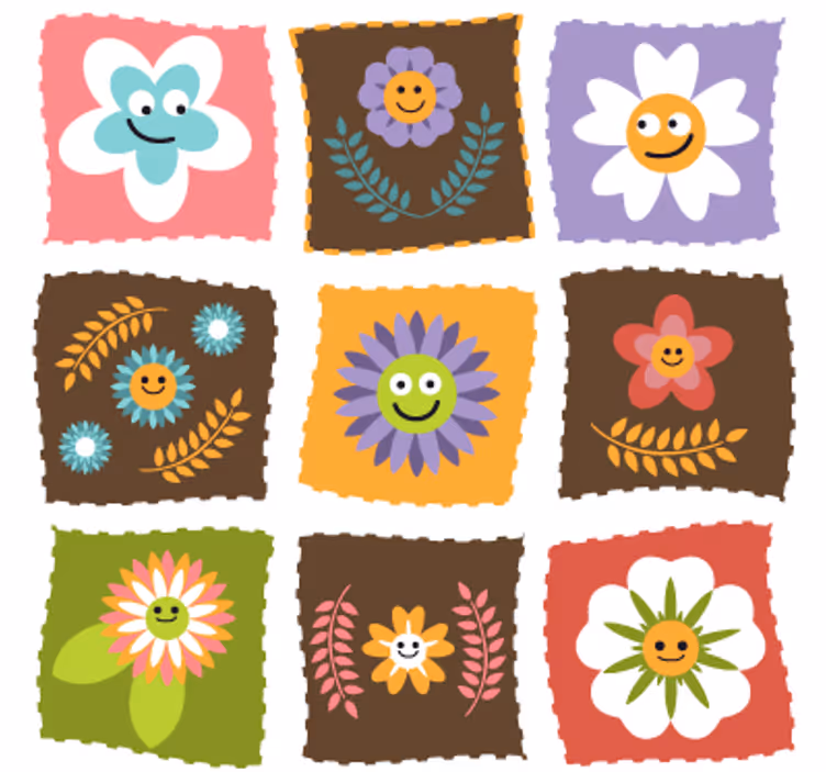 Blind children floral decorative vinyl - TenStickers