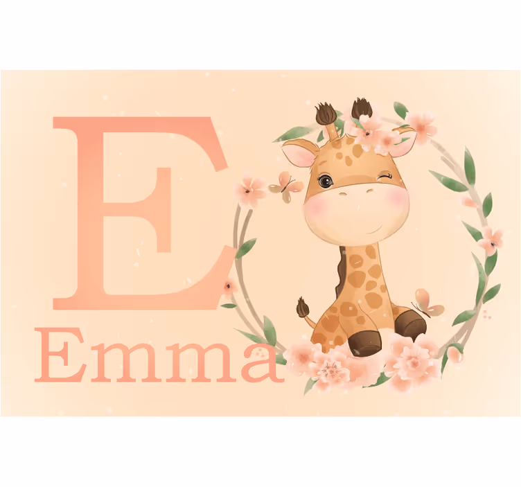 Blind children cute giraffe for girl with name - TenStickers