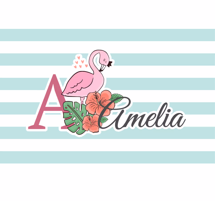 Blind children cute animals flamingo with name - TenStickers