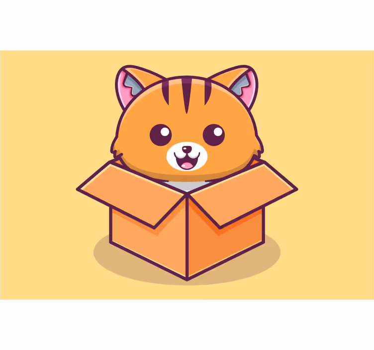 Blind children exploring the cat in box - TenStickers