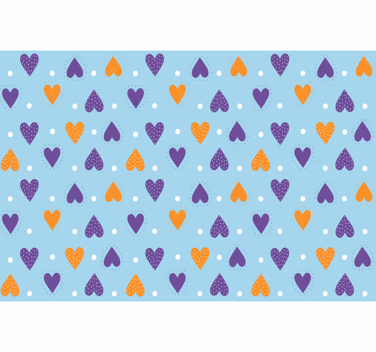 Blind children purple and orange hearts on blue - TenStickers