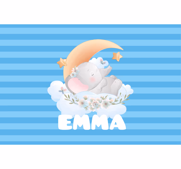 Blind children cute animal elephant with name - TenStickers