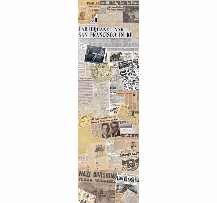Kitchen roller blind newspaper cutout decor - TenStickers