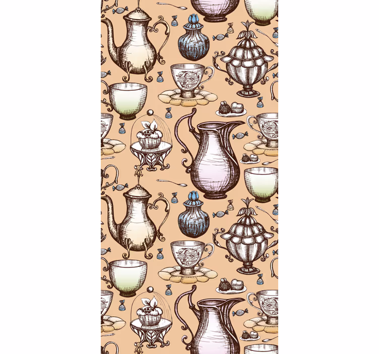 Kitchen roller blind tea pot set - TenStickers