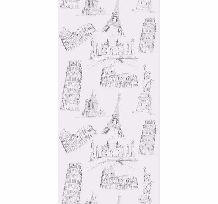 Kitchen roller blind with iconic landmarks pattern - TenStickers