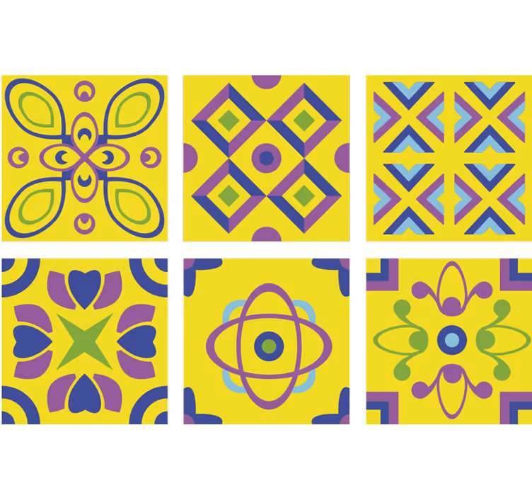 Kitchen roller blind with psychedelic patterns - TenStickers