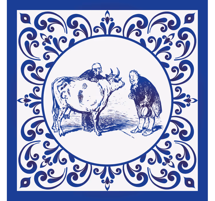 Men and cow kitchen roller blind - TenStickers