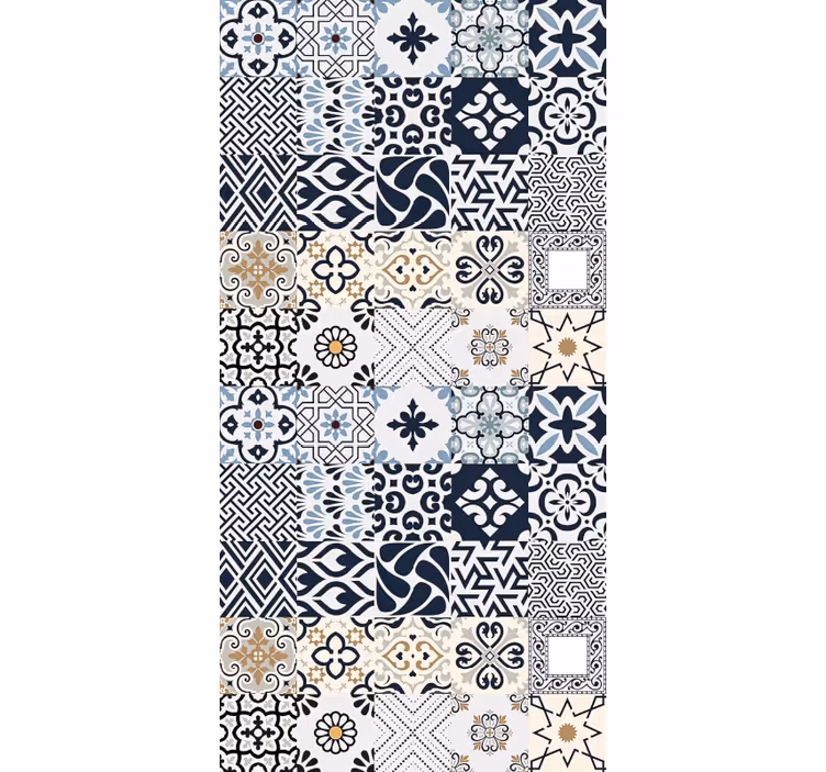 Kitchen roller blind in blue tiles - TenStickers