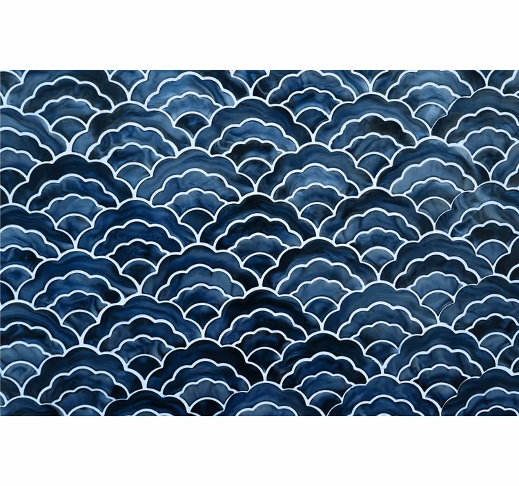 Blind blue japanese wave pattern - TenStickers