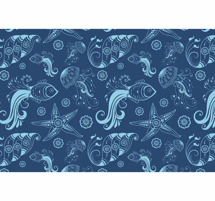 Blind blue decorative marine life - TenStickers