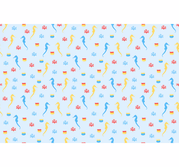 Blind blue seahorse and coral - TenStickers