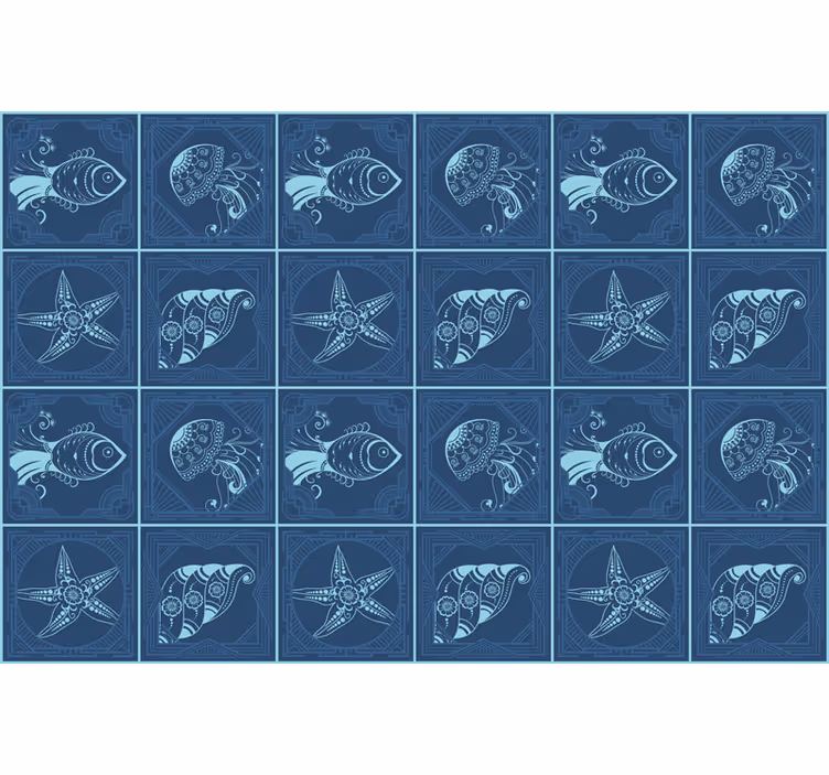 Blind blue decorative ocean life tiles - TenStickers