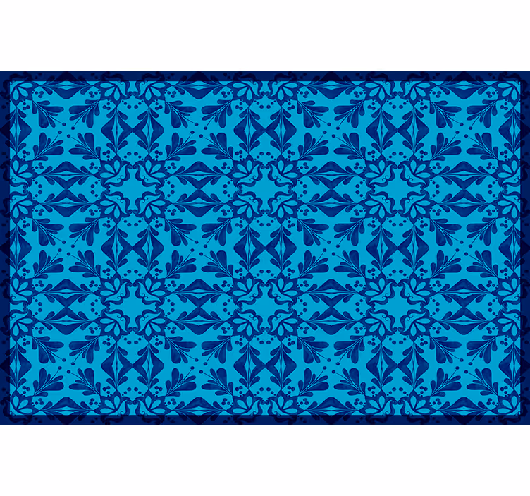 Blind blue floral mosaic placemat with border - TenStickers