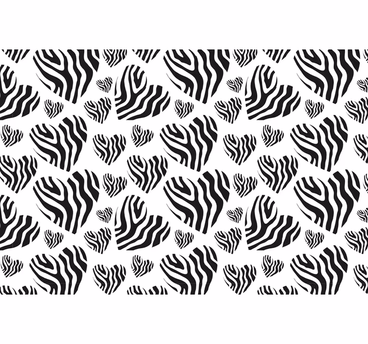 Black roller blind zebra heart print - TenStickers