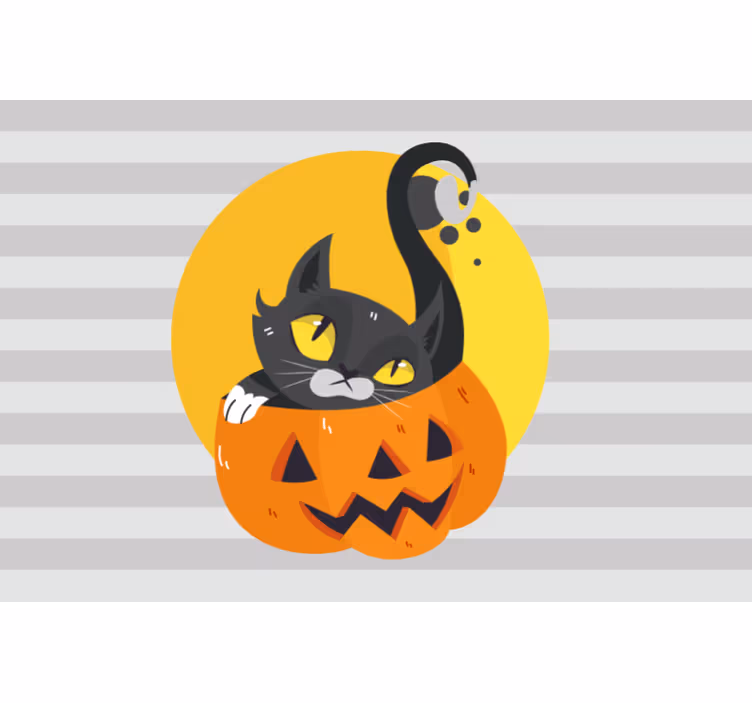 Blind grey pumpkins & black cat decor - TenStickers