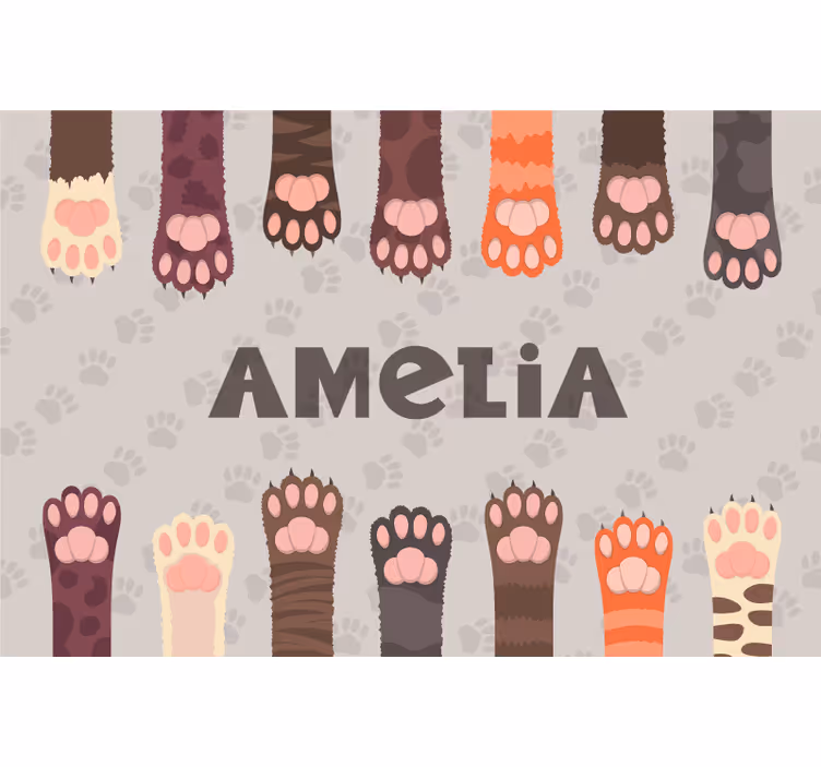 Blind beige fluffy multicolored cat paws set - TenStickers
