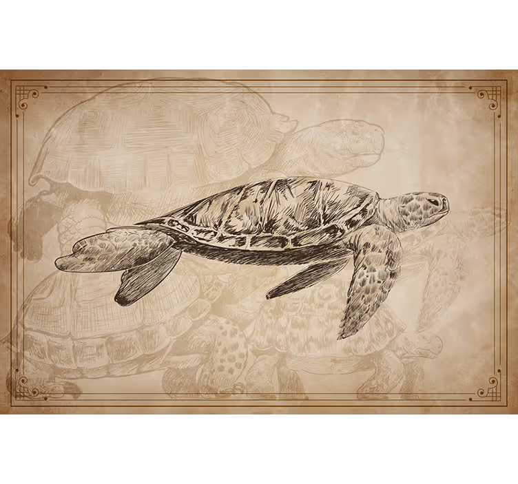 Blind beige unique hand-drawn turtles - TenStickers