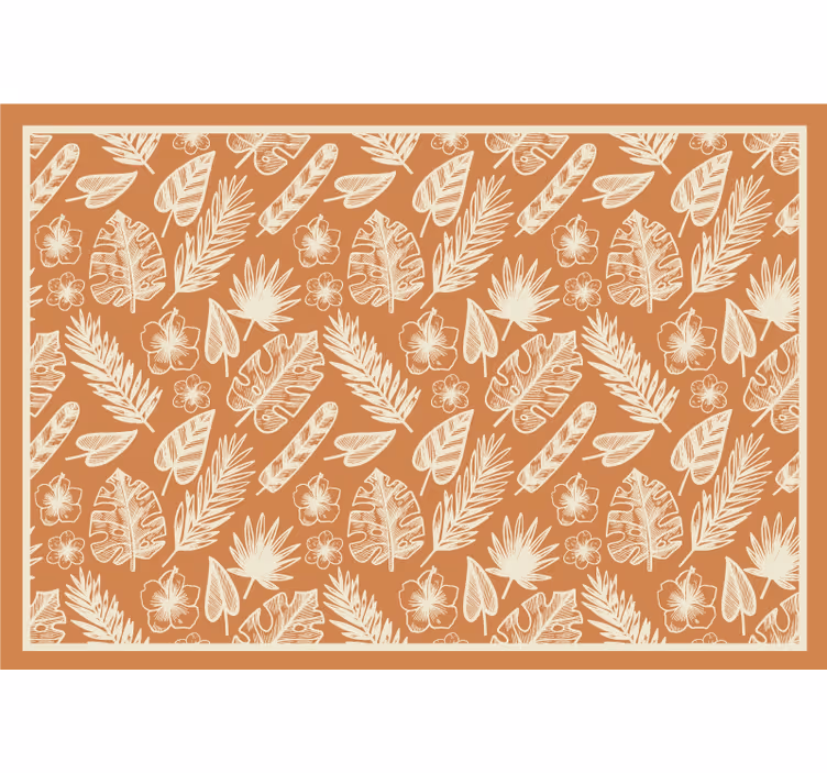 Outdoor blind with white leaves on orange background - TenStickers