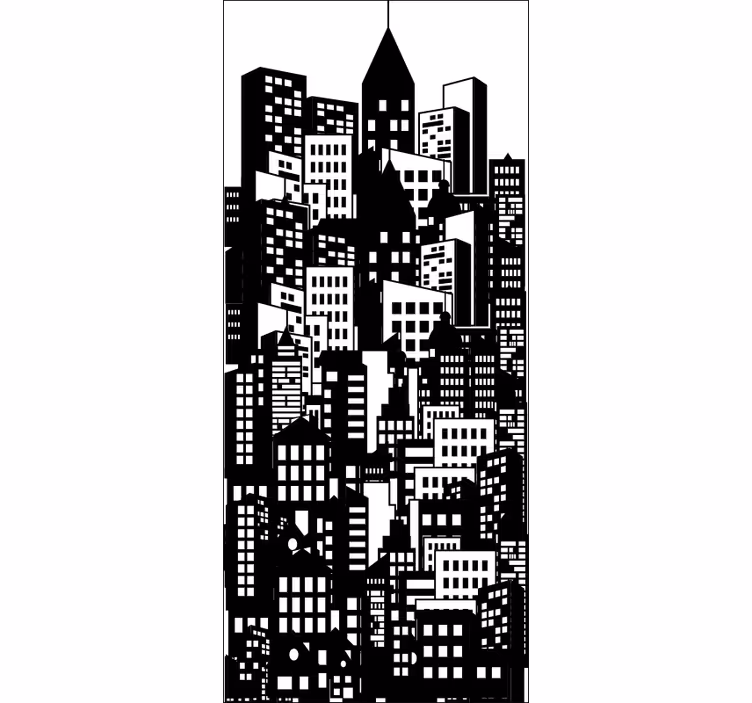 Roller blind office city skyline window film - TenStickers