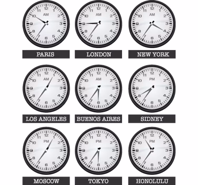 Roller blind office world time decorative vinyl - TenStickers