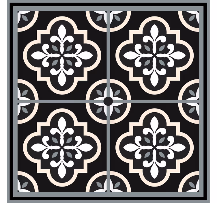 Roller blind office with black and white floral design - TenStickers