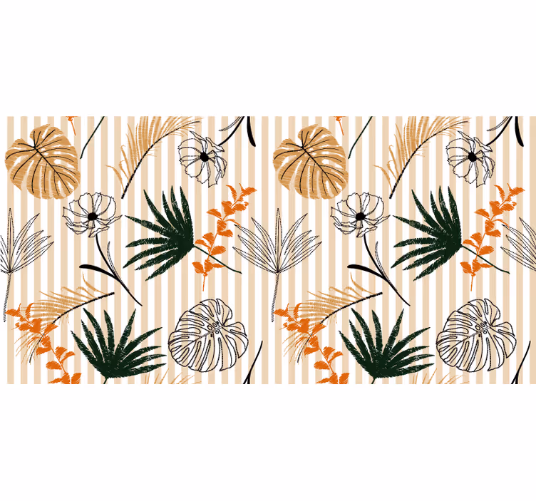 Roller blind office in black white and beige flowers - TenStickers