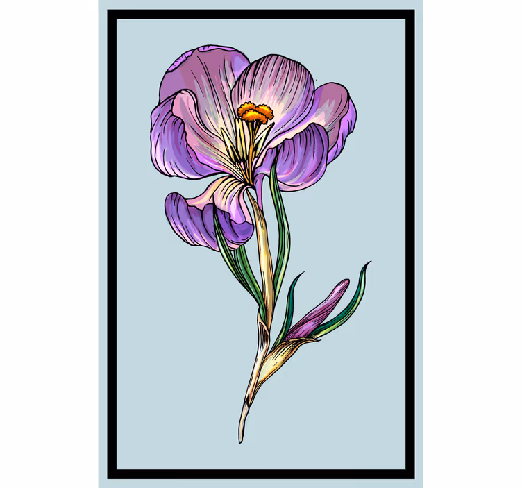 Living room blind sweet drawing blue crocus - TenStickers