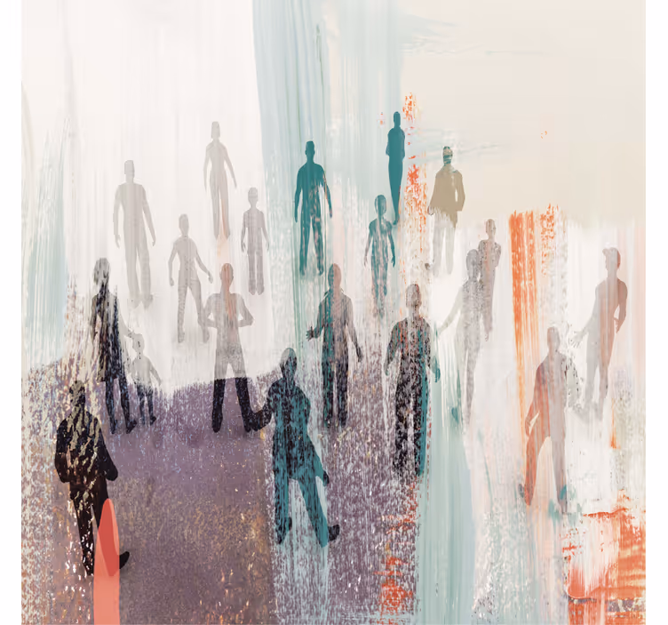 Living room blind with abstract people artwork - TenStickers