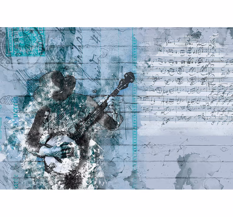 Blind bedroom with abstract musical design - TenStickers
