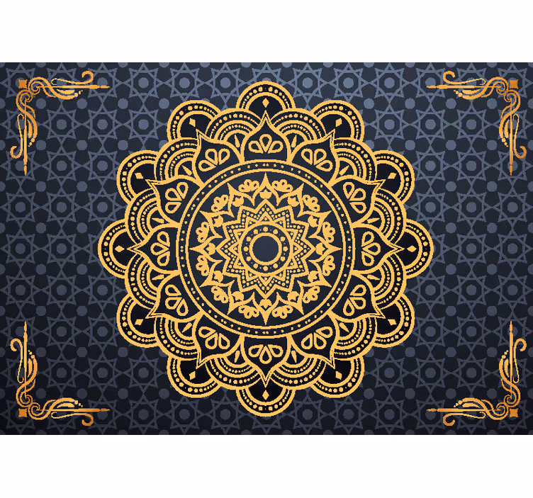 Blind bedroom golden mandala wall mural - TenStickers