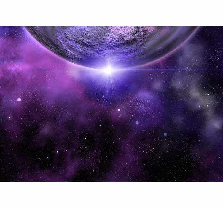 Blind bedroom purple space with planet - TenStickers