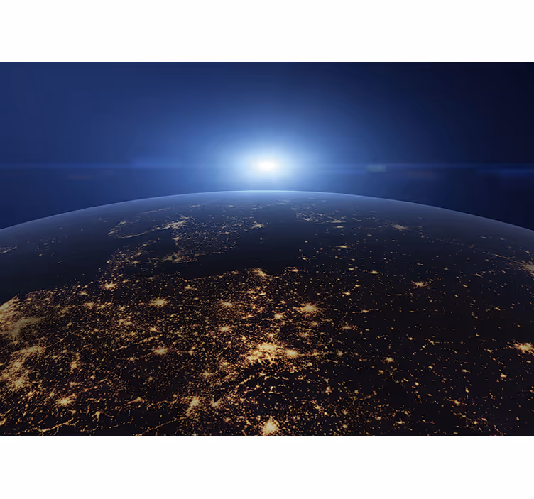 Blind bedroom earth viewed from space with continents - TenStickers