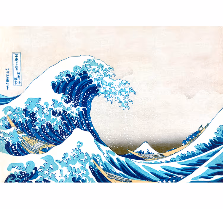 Living room blind inspired by kanagawa wave - TenStickers