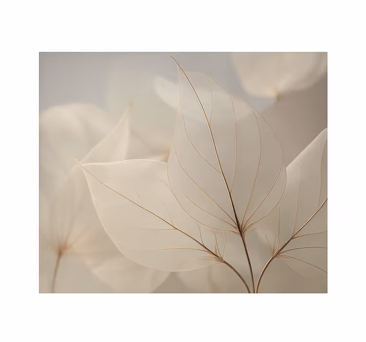 Living room blind with white skeletal leaves - TenStickers
