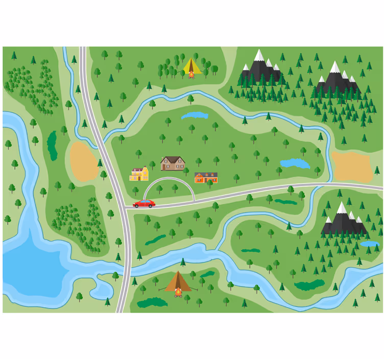 Blind children mountain road map - TenStickers