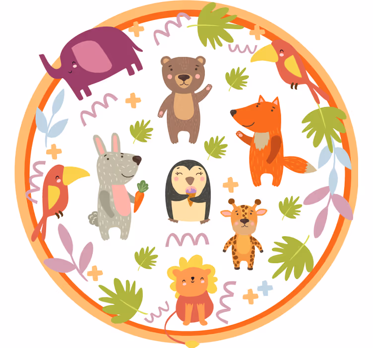 Blind children love cute cartoon zoo animals - TenStickers
