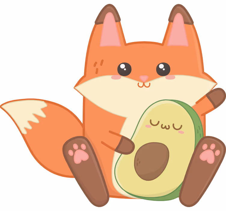 Blind children kawaii fox with avocado plush toy - TenStickers