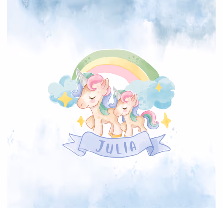 Blind children with joyful unicorns on a rainbow - TenStickers