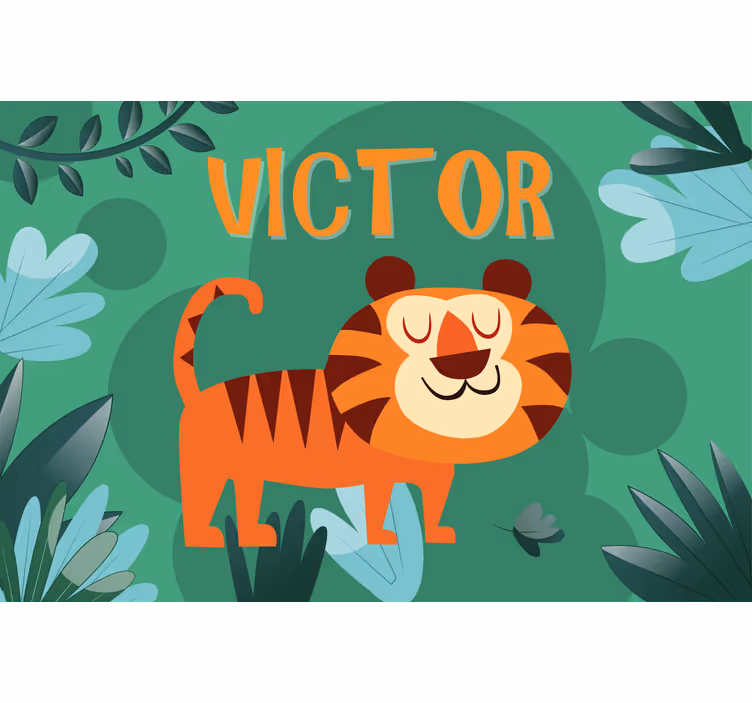 Blind children cute tiger toy with name - TenStickers
