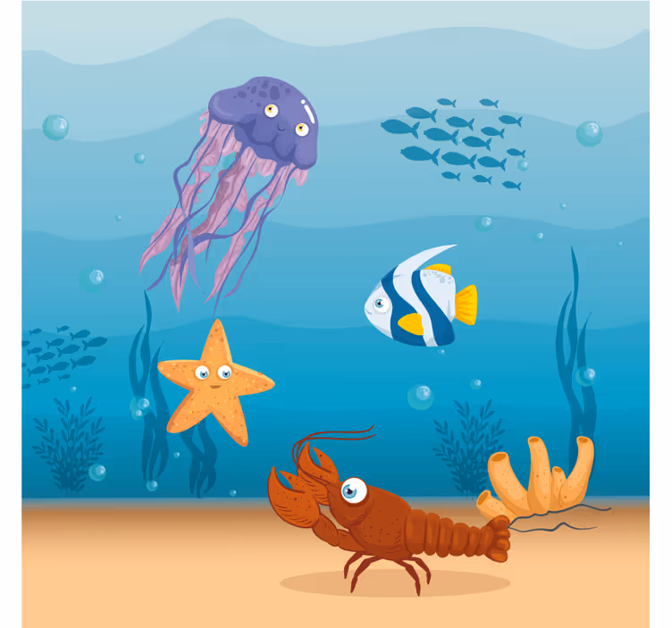 Blind children seaworld life cartoon adventure - TenStickers
