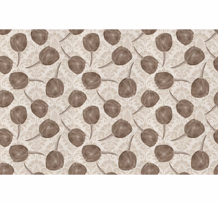 Blind beige gray tulips pattern with acanthus scrolls - TenStickers