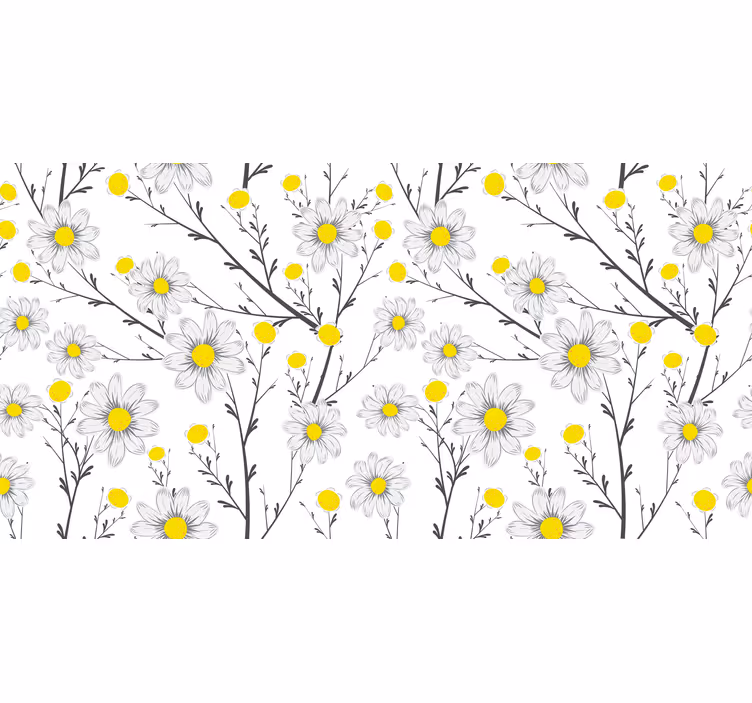 White window blind classical daisy flower design - TenStickers