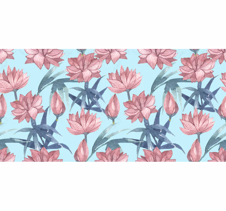 Floral roller blind blue watercolour flowers - TenStickers