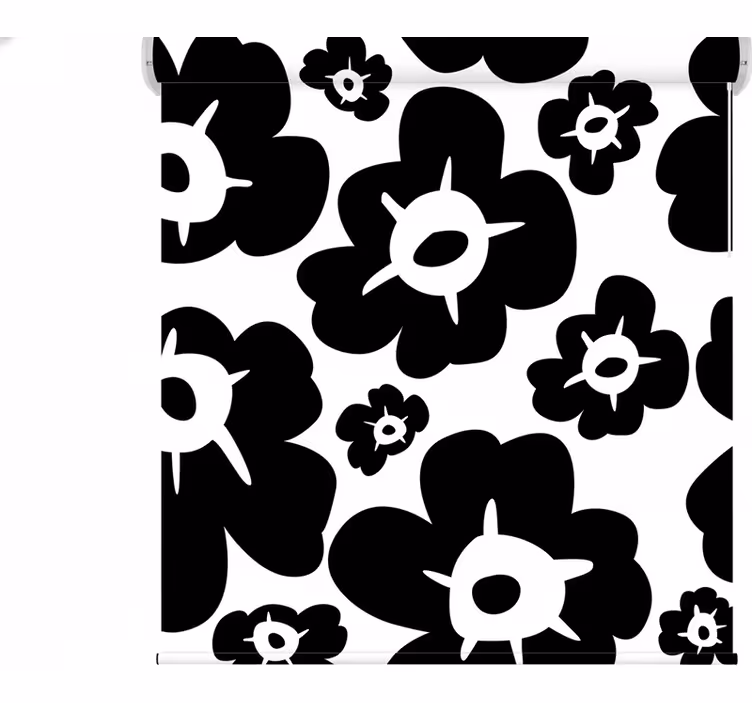 Floral roller blind black poppy - TenStickers